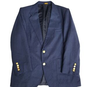 FARAH Mens Navy Blue Blazer 42S Gold Button Sport Coat Jacket Lined
